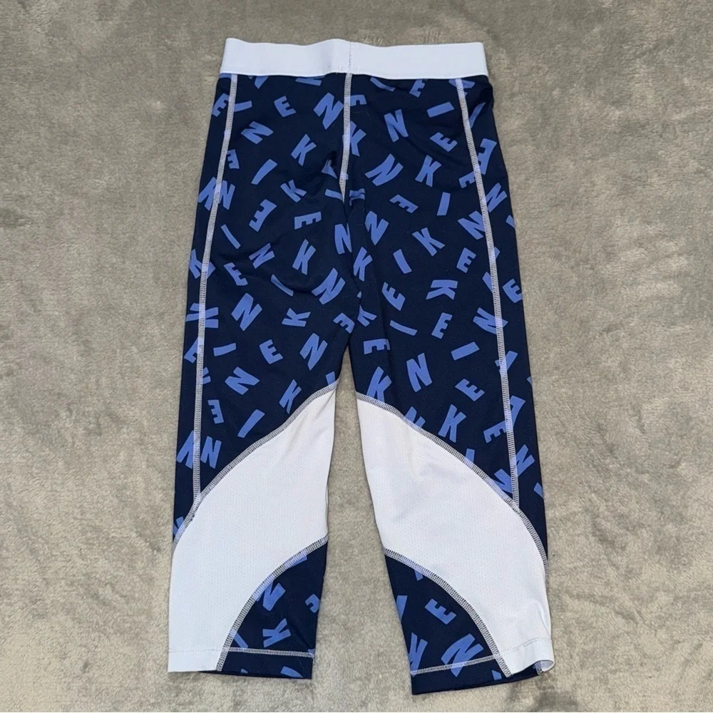 Nike Pro Blue and White Leggings Running Tights Girls Size Medium